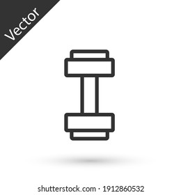Grey line Dumbbell icon isolated on white background. Muscle lifting icon, fitness barbell, gym, sports equipment, exercise bumbbell. Vector.
