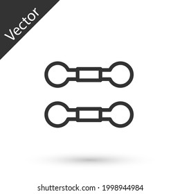 Grey line Dumbbell icon isolated on white background. Muscle lifting, fitness barbell, sports equipment. Vector