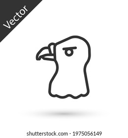 Grey line Eagle head icon isolated on white background. Vector