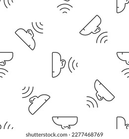 Grey line Ear listen sound signal icon isolated seamless pattern on white background. Ear hearing.  Vector