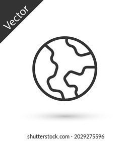 Grey line Earth globe icon isolated on white background. World or Earth sign. Global internet symbol. Geometric shapes.  Vector