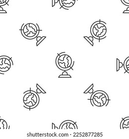 Grey line Earth globe icon isolated seamless pattern on white background.  Vector