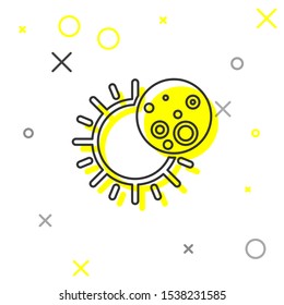 Grey line Eclipse of the sun icon isolated on white background. Total sonar eclipse.  Vector Illustration