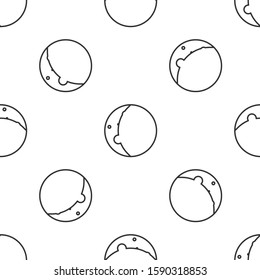 Grey line Eclipse of the sun icon isolated seamless pattern on white background. Total sonar eclipse.  Vector Illustration