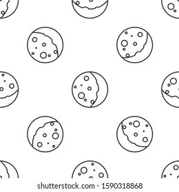 Grey line Eclipse of the sun icon isolated seamless pattern on white background. Total sonar eclipse.  Vector Illustration