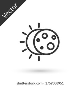 Grey line Eclipse of the sun icon isolated on white background. Total sonar eclipse. Vector Illustration