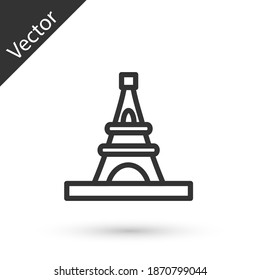 Grey line Eiffel tower icon isolated on white background. France Paris landmark symbol. Vector.