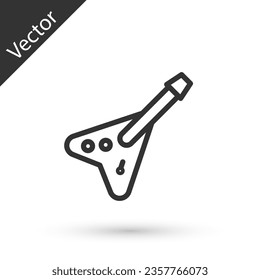 Grey line Electric bass guitar icon isolated on white background. Vector