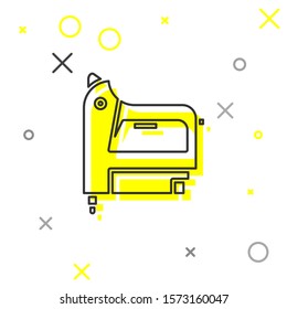 Grey line Electric construction stapler icon isolated on white background. Working tool.  Vector Illustration