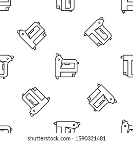 Grey line Electric construction stapler icon isolated seamless pattern on white background. Working tool.  Vector Illustration