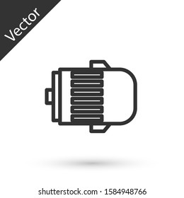 Grey line Electric engine icon isolated on white background. Car alternator.  Vector Illustration