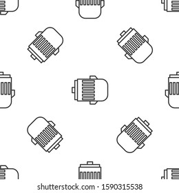 Grey line Electric engine icon isolated seamless pattern on white background. Car alternator.  Vector Illustration