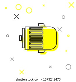 Grey line Electric engine icon isolated on white background. Car alternator.  Vector Illustration