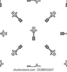 Linha cinza Mão elétrica ícone misturador isolado sem costura padrão no fundo branco. Misturador portátil de cimento elétrico.  Vetor