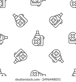 Grey line Electronic cigarette icon isolated seamless pattern on white background. Vape smoking tool. Vaporizer Device.  Vector