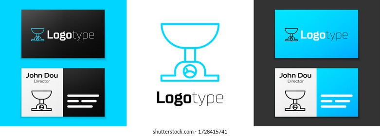 Grey line Electronic scales icon isolated on white background. Weight measure equipment. Vector Illustration