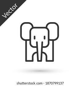 Grey line Elephant icon isolated on white background. Vector.