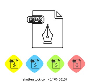 Grey line EPS file document. Download eps button icon isolated on white background. EPS file symbol. Set icons in color rhombus buttons. Vector Illustration