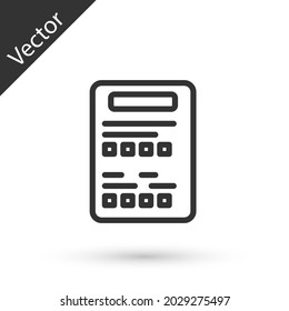 Grey line Exam sheet icon isolated on white background. Test paper, exam, or survey concept. School test or exam.  Vector