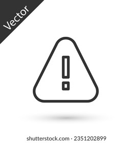 Marca de exclamación de línea gris en el icono del triángulo aislado en el fondo blanco. Signo de advertencia de peligro, cuidado, atención, señal de advertencia de peligro.  Vector