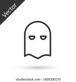Grey line Executioner mask icon isolated on white background. Hangman, torturer, executor, tormentor, butcher, headsman icon.  Vector Illustration