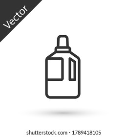 Grey line Fabric softener icon isolated on white background. Liquid laundry detergent, conditioner, cleaning agent, bleach.  Vector Illustration