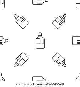 Grey line Fabric softener icon isolated seamless pattern on white background. Liquid laundry detergent, conditioner, cleaning agent, bleach.  Vector Illustration