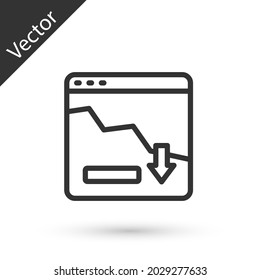 Grey line Financial growth decrease icon isolated on white background. Increasing revenue.  Vector