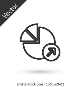 Grey line Financial growth icon isolated on white background. Increasing revenue. Vector.