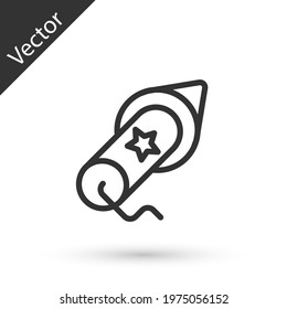Grey line Firework icon isolated on white background. Concept of fun party. Explosive pyrotechnic symbol. Vector