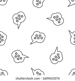 Grey line Five stars customer product rating review icon isolated seamless pattern on white background. Favorite, best rating, award symbol.  Vector Illustration