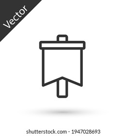 Icono de Bandera de línea gris aislado en fondo blanco. Victoria, triunfo y conquista el concepto de adversidad. Vector
