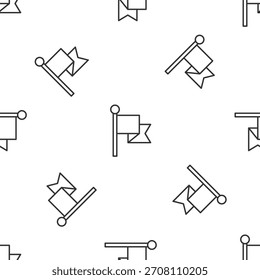 Icono de bandera de línea gris aislado sin patrón sobre fondo blanco. Victoria, ganar y conquistar el concepto de adversidad.  Vector