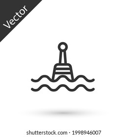 Grey line Floating buoy on the sea icon isolated on white background.  Vector