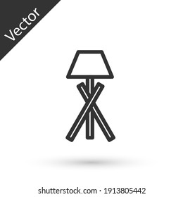 Grey line Floor lamp icon isolated on white background. Vector.