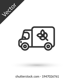 Grey line Flour truck icon isolated on white background. Vector