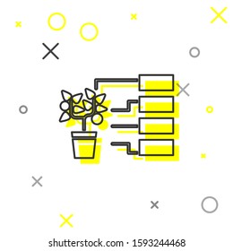 Grey line Flower analysis icon isolated on white background.  Vector Illustration