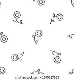 Grey line Flower icon isolated seamless pattern on white background.  Vector Illustration