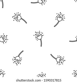 Grey line Flower producing pollen in atmosphere icon isolated seamless pattern on white background.  Vector Illustration