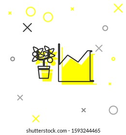 Grey line Flower statistics icon isolated on white background.  Vector Illustration