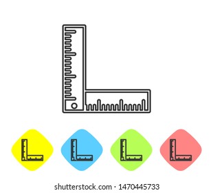 Grey line Folding ruler icon isolated on white background. Set icon in color rhombus buttons. Vector Illustration