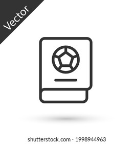 Grey line Football learning book icon isolated on white background. Vector
