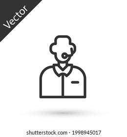 Grey line Football or soccer commentator icon isolated on white background. Vector