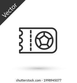 Grey line Football or soccer ticket icon isolated on white background. Vector