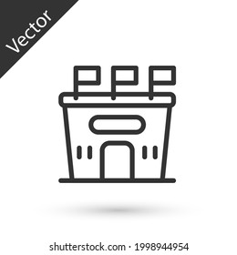 Grey line Football stadium icon isolated on white background. Football arena. Vector