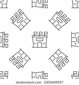 Grey line Football stadium icon isolated seamless pattern on white background. Football arena.  Vector