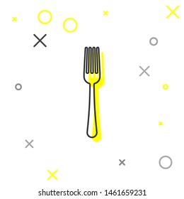 Grey line Fork icon isolated on white background. Cutlery symbol.  Vector Illustration
