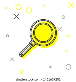 Grey line Frying pan icon isolated on white background. Fry or roast food symbol.  Vector Illustration