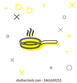 Grey line Frying pan icon isolated on white background. Fry or roast food symbol.  Vector Illustration