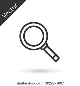 Grey line Frying pan icon isolated on white background. Fry or roast food symbol.  Vector